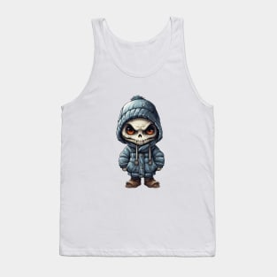 Spooky figure of a skull in a mask wearing a cloak, perfect for Halloween ! Tank Top